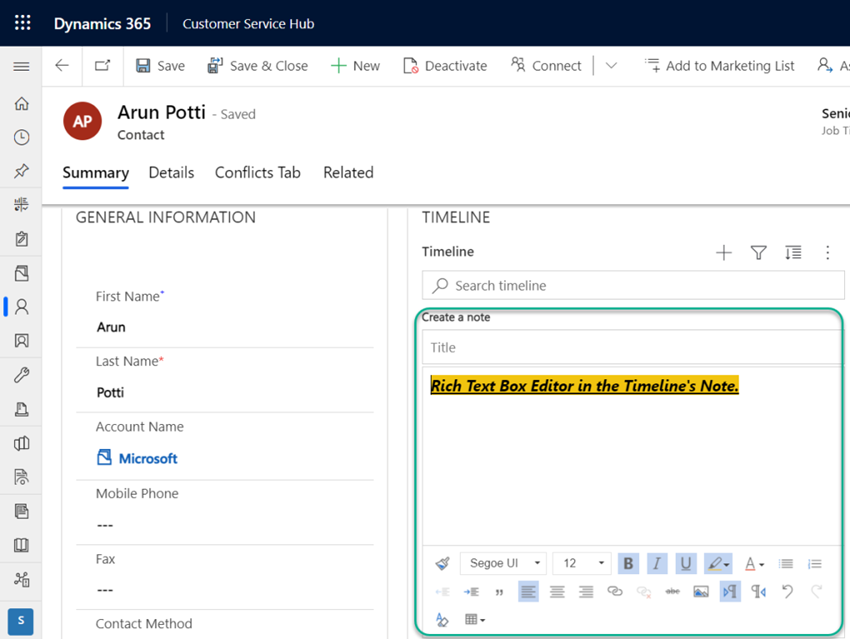 How To Enable/ Disable Rich Text Editor In The Timeline In Dynamics 365 CRM Online